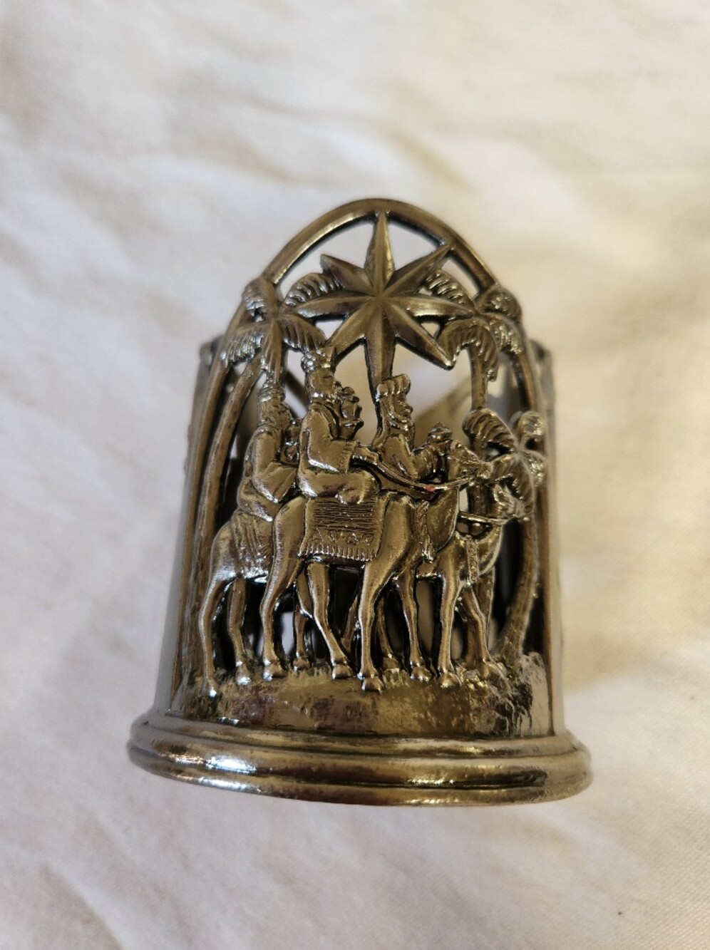 Vintage Godinger Silver Tone Nativity Candle Holder Christmas Holy Family